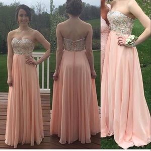 Pink and beaded corset prom dress